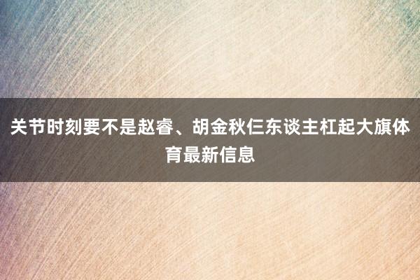关节时刻要不是赵睿、胡金秋仨东谈主杠起大旗体育最新信息