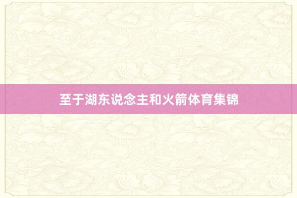 至于湖东说念主和火箭体育集锦