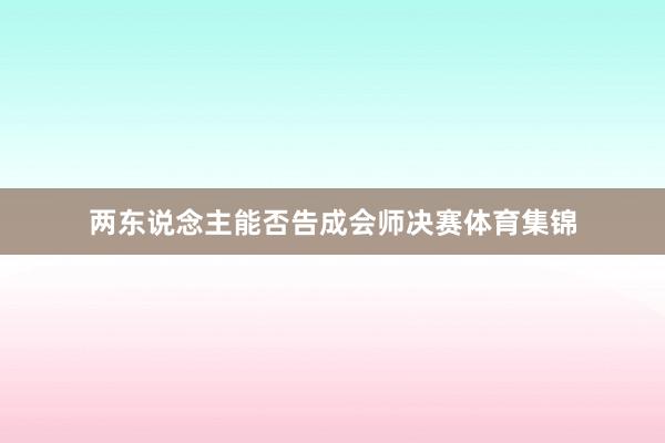 两东说念主能否告成会师决赛体育集锦