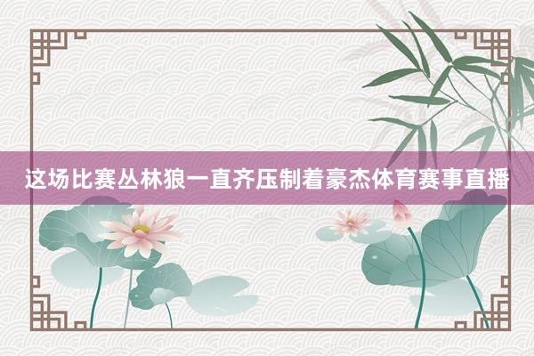 这场比赛丛林狼一直齐压制着豪杰体育赛事直播