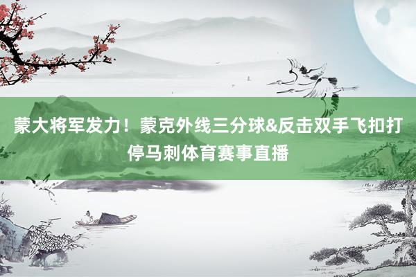 蒙大将军发力！蒙克外线三分球&反击双手飞扣打停马刺体育赛事直播