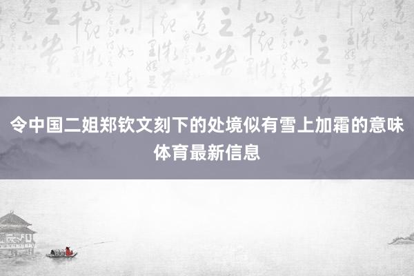 令中国二姐郑钦文刻下的处境似有雪上加霜的意味体育最新信息